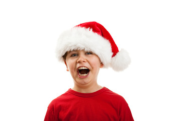 Boy as Santa Claus isolated on white background