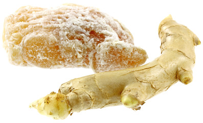 gingembre frais, confit fond blanc