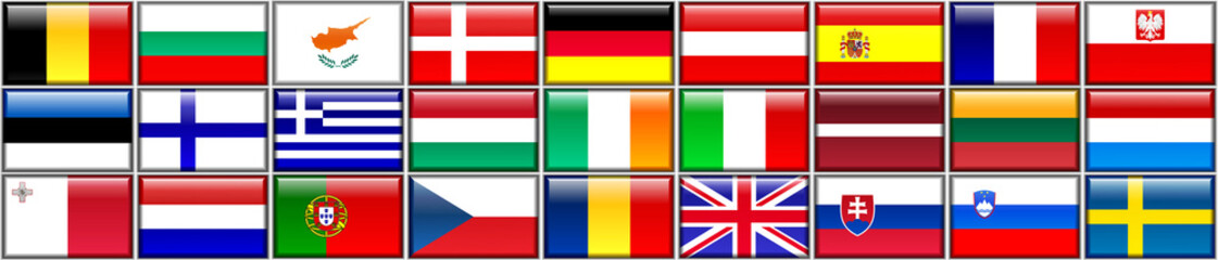 Fototapeta na wymiar Flags Of Europeans Members