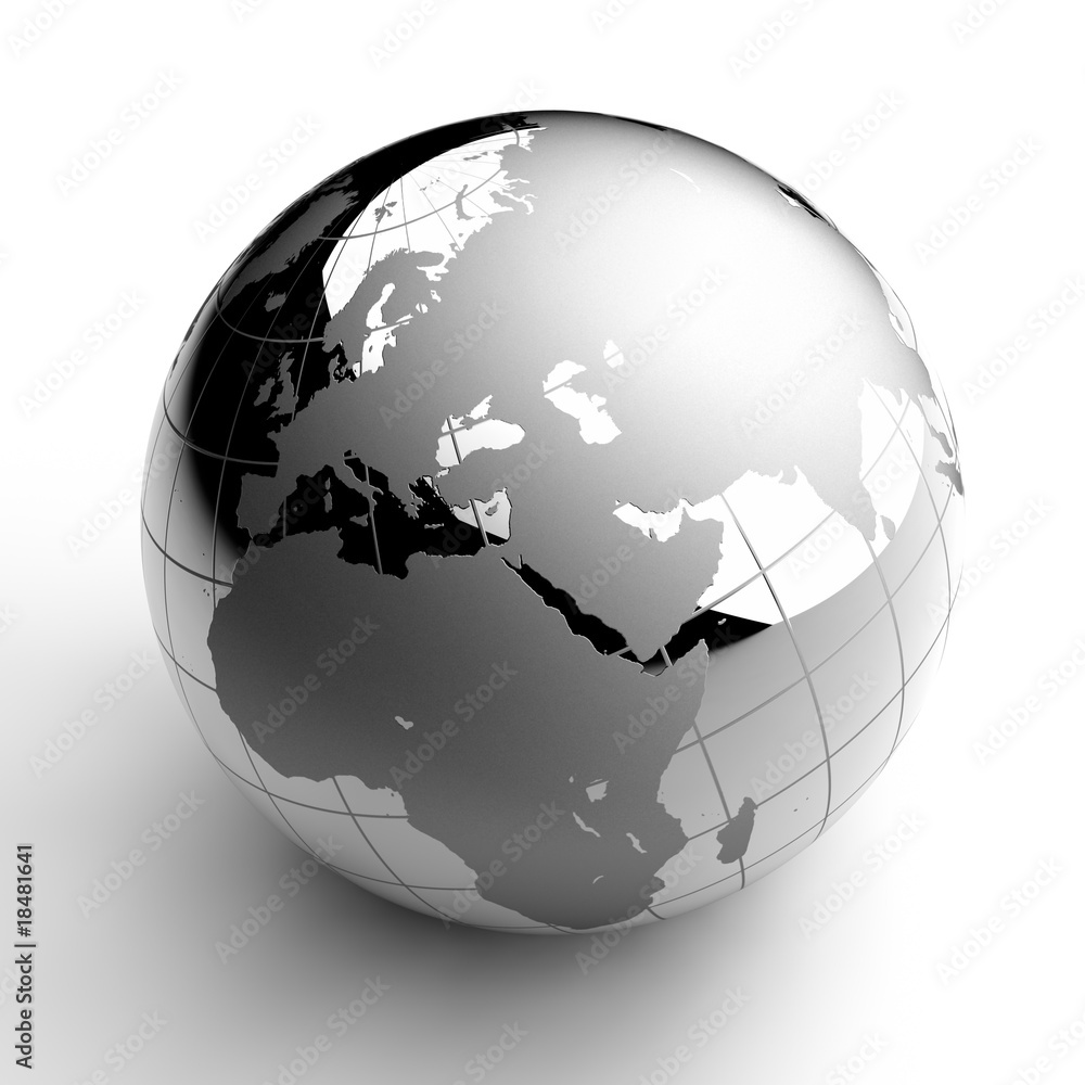 Canvas Prints Chrome Globe on white background