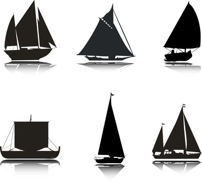 Boats vector silhouettes