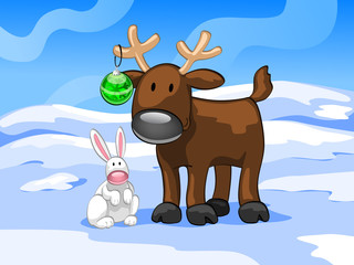 Obraz premium rabbit and deer