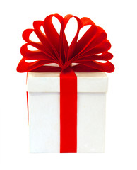 white box packed red bow