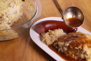 Sauerkraut with smoked saugage