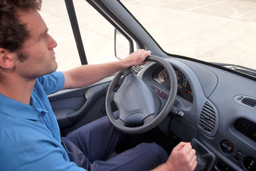 Van driver left hand drive vehicle.