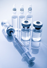 injectable drugs and a syringe