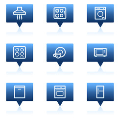 Home appliances web icons, blue speech bubbles series