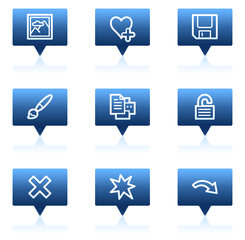 Image viewer web icons set 2, blue speech bubbles series