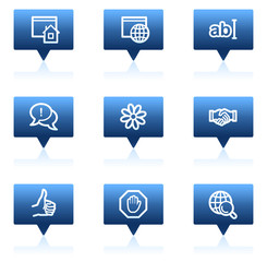 Internet web icons, blue speech bubbles series