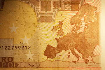 map of Europe on 50 euro banknote
