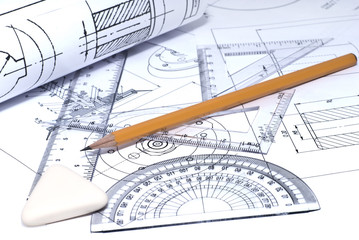 Close up of engineering drawing