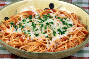 Exquisite  pasta with  fresh tomatoes sauce