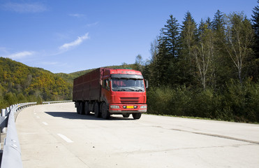 truck driving on highway