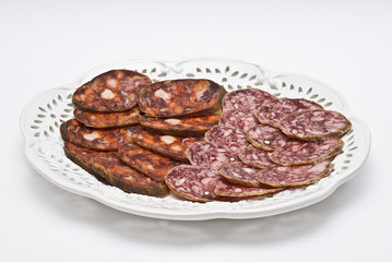 Bandeja de chorizo y salchichón ibérico.