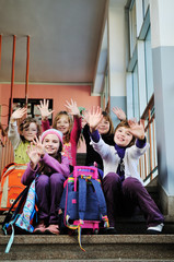 happy children group in school