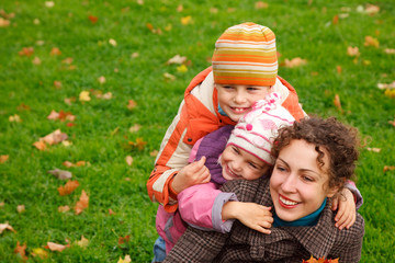 Mother with children in park