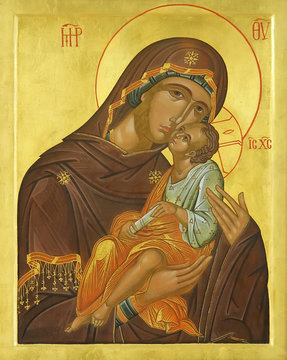 Icon of Madonna Mother of God (Mary) and child (Jesus Christ)