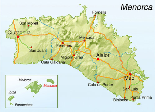 Landkarte von Menorca