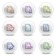 Document web colour icons set 2, white circle buttons series