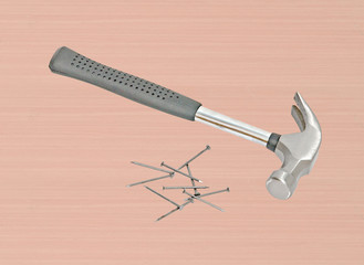 claw hammer and nails