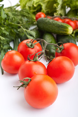 group of vegetables on white background