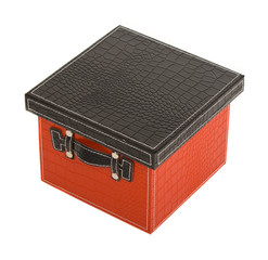 fancy red leather box over white background
