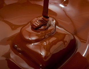 Melted chocolate with ripples and waves