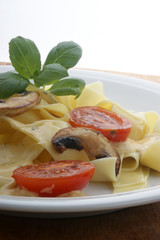 home made tagliatelle with organic tomato and sauce