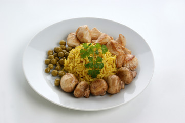 organic pilau rice with grilled chicken and mushroom