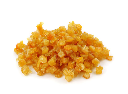 Candied fruit peel -Orangeat isolated on white background