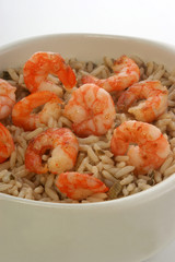 some fresh organic prawns with natural rice