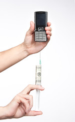 mobile phone injected with money