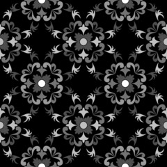 white and black seamless floral pattern