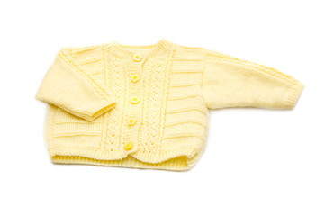 Wool hand-made yellow baby coat