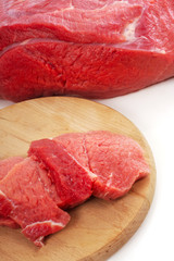 fresh beef on white background