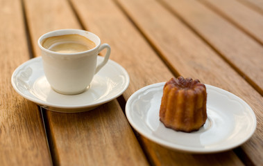 Cup of coffee and tasty dessert