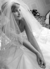 Young adult bride in veil