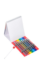 Xylophone with notepad.