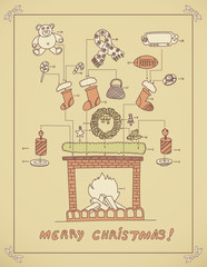 Christmas chimney arrangement - instruction-vector