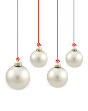 Christmas Ball Gray With Red Ribon