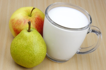 Apple,pear and milk