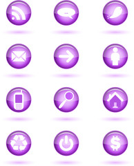 Purple Glossy Icon Set