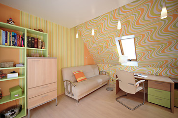 Room for schooler. Interior in the modern house.