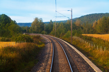 Fototapeta na wymiar Suburban railroad track