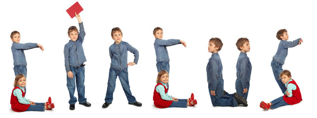 children making word CIRCUS collage