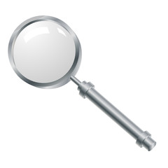 Magnifying glass with a metallic pen.