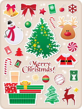 collection of cute Christmas stickers for your design