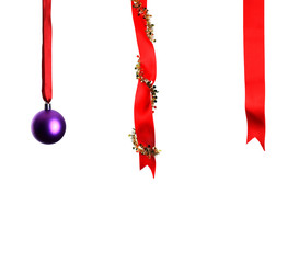 Christmas decoration with ribbons and baubles