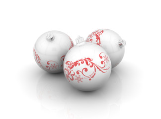 Three christmas balls with curls