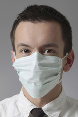 young man with medical mask